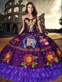 Western Themed Quinceanera Dress Embroidery and Ruffled Layers Charro Style
