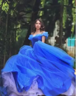 Royal Blue Ball Gowns Beading and Sequins and Ruching Quinceanera Gown Lace Up Tulle Sleeveless Floor Length