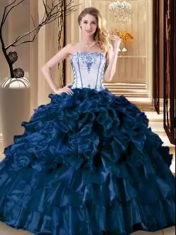 Deluxe Teal Ball Gowns Pick Ups Quinceanera Gowns Lace Up Organza Sleeveless Floor Length