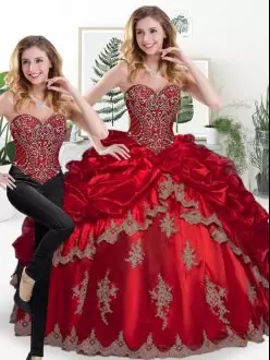 Fabulous Floor Length Wine Red Quinceanera Gown Sweetheart Sleeveless Lace Up
