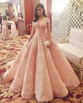 Simple Floor Length Peach 15 Quinceanera Dress Sweetheart Sleeveless Sweep Train Lace Up