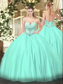 Cheap Simple Puffy Mint Sweetheart Satin Sweet 16 Quinceanera Dress