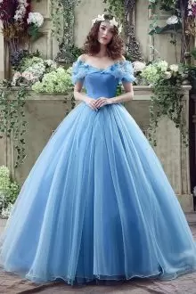 Simple Light Blue Cinderella Themed 15 Quinceanera Dress with Butterfly Under 200
