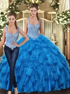 Pretty Floor Length Ball Gowns Sleeveless Teal Ball Gown Prom Dress Lace Up