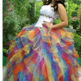 Beautiful Rainbow Five Colors Sweet 16 Quinceanera Dress with Organza Ruffles