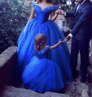 Cheap Tulle Royal Blue Cinderalla Theme Quinceanera Dress Under 200 Dollars