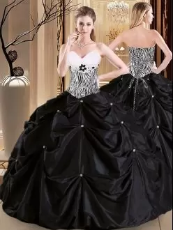 Smart Satin and Taffeta Sleeveless Floor Length Quince Ball Gowns and Pick Ups