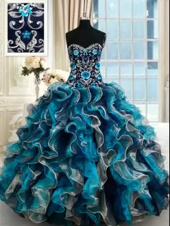 Multi-color Quinceanera Dresses Sweetheart Sleeveless Brush Train Lace Up