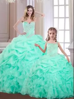 Floor Length Ball Gowns Sleeveless Apple Green Quinceanera Dress Lace Up