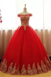 New Style Red Sleeveless Tulle Lace Up Vestidos de Quinceanera for Military Ball and Sweet 16 and Quinceanera