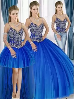 Three Piece Detachable Royal Beaded Bodice 15 Quinceanera Dress with 2 Skirts