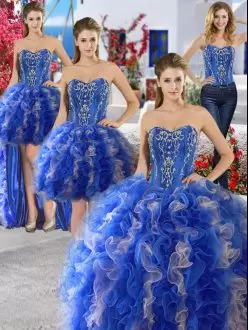 Enchanting Beading Sweet 16 Quinceanera Dress Blue Lace Up Sleeveless Floor Length