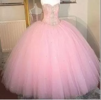 Baby Pink Ready to Ship Quinceanera Dress Sweetheart Tulle Ball Gown