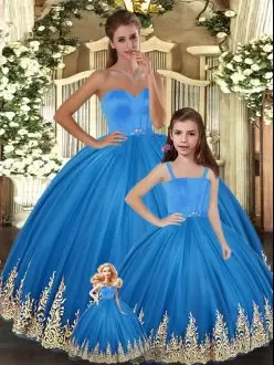 Fabulous Tulle Sleeveless Floor Length Sweet 16 Dress and Embroidery