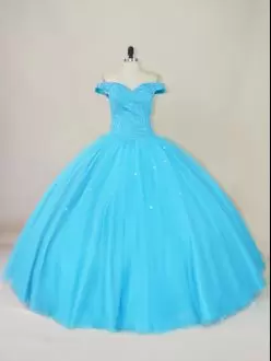 Wholesale Aqua Blue Off Shoulder Beading Quinceanera Dress Under 200 From China