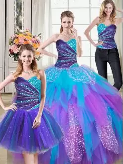 Vintage Floor Length Ball Gowns Sleeveless Multi-color Sweet 16 Dress Lace Up