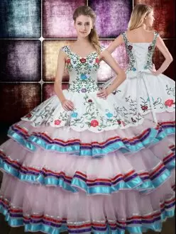Multi-color Sleeveless Beading and Embroidery Floor Length Quinceanera Gown