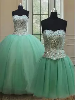 Colorful Apple Green Sweetheart Lace Up Beading Sweet 16 Dress Sleeveless