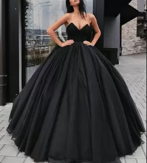 Beatiful Sexy Black Sweetheart Ball Gown Prom Dress with Ruching for Less