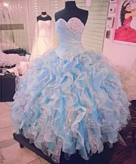 Shunning Sweetheart Organza Quinceanera Dress Ruffles and Sequins