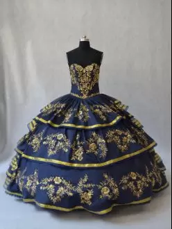 Black Sweetheart Gold Embroidery Quinceanera Gown with Ruffled Layers