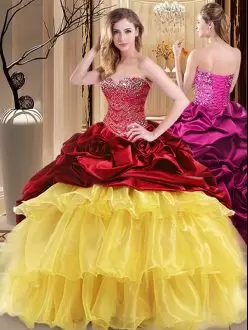 Sleeveless Sweetheart Beading and Ruffles Lace Up Quinceanera Dress