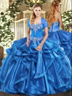 Charming Floor Length Baby Blue Ball Gown Prom Dress Sweetheart Sleeveless Lace Up