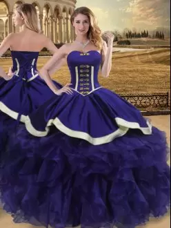 Ball Gowns Quinceanera Dresses Purple Sweetheart Organza Sleeveless Floor Length Lace Up