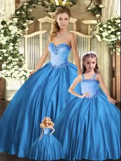 Popular Floor Length Teal Vestidos de Quinceanera Tulle Sleeveless Beading