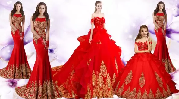 On Sale Red Ball Gowns Beading and Appliques and Embroidery Vestidos de Quinceanera Lace Up Tulle Sleeveless