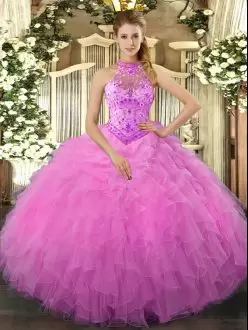 Fitting Rose Pink Sleeveless Beading and Ruffles Floor Length 15 Quinceanera Dress