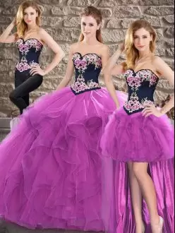 Edgy Sleeveless Sweetheart Beading and Embroidery Lace Up Quinceanera Gowns