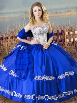 Suitable Sleeveless Sweetheart Lace Up Floor Length Beading and Embroidery Ball Gown Prom Dress Sweetheart