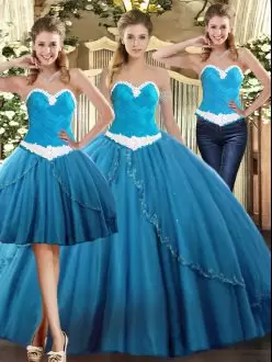 Sumptuous Sleeveless Sweetheart Lace Up Floor Length Beading 15 Quinceanera Dress Sweetheart