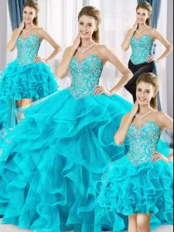Most Popular Blue Sleeveless Tulle Lace Up Ball Gown Prom Dress for Military Ball and Sweet 16 and Quinceanera