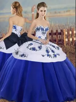 Stylish Floor Length Ball Gowns Sleeveless Royal Blue Sweet 16 Dress Lace Up