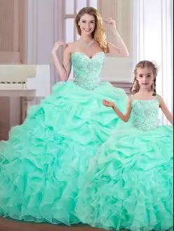 Sleeveless Sweetheart Beading and Ruffles and Pick Ups Lace Up Vestidos de Quinceanera