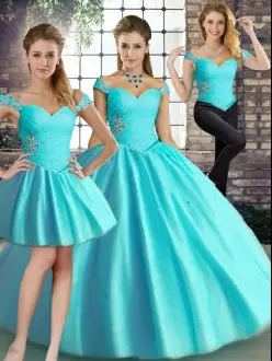 Fabulous Tulle Sleeveless Floor Length 15th Birthday Dress and Beading