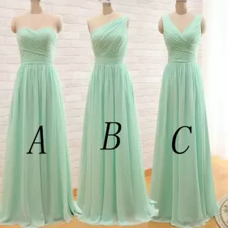 On Sale Sweetheart Sleeveless Bridesmaids Dress Floor Length Ruching Apple Green Chiffon