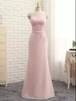 Best Selling Chiffon Sleeveless Floor Length Quinceanera Court of Honor Dress and Lace