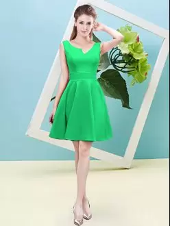 Mini Length Green Wedding Party Dress Asymmetric Sleeveless Zipper