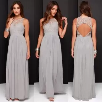 New Arrival Grey Sleeveless Chiffon Bridesmaid Gown for Party and Wedding Party