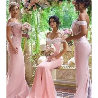 Sleeveless Off The Shoulder Clasp Handle Lace Bridesmaid Dresses Off The Shoulder