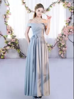 Cheap Empire Off the Shoulder Grey Chiffon Bridesmaid Gown