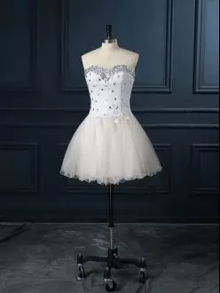 Custom Designed Organza Sleeveless Mini Length Wedding Dress and Beading and Lace