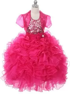 Enchanting Floor Length Ball Gowns Sleeveless Hot Pink Child Pageant Dress Lace Up