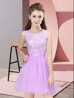 Lace Wedding Guest Dresses Lilac Side Zipper Sleeveless Mini Length
