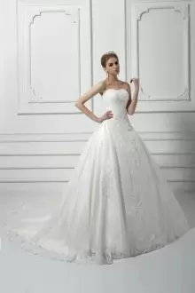 Tulle Sleeveless Bridal Gown Court Train and Beading and Lace