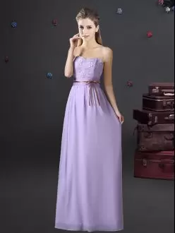 Lavender Sweetheart Neckline Lace and Appliques and Belt Vestidos de Damas Sleeveless Lace Up