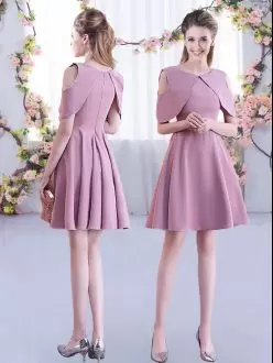 Admirable Mini Length Pink Wedding Guest Dresses Chiffon Half Sleeves Ruching